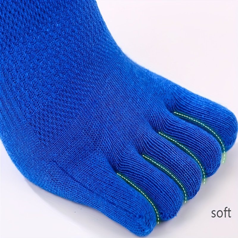 Men's Cotton Toe Socks Crew Color-Stitching Sports Five Finger Socks (Blue  Green(3 pairs)) at  Men's Clothing store