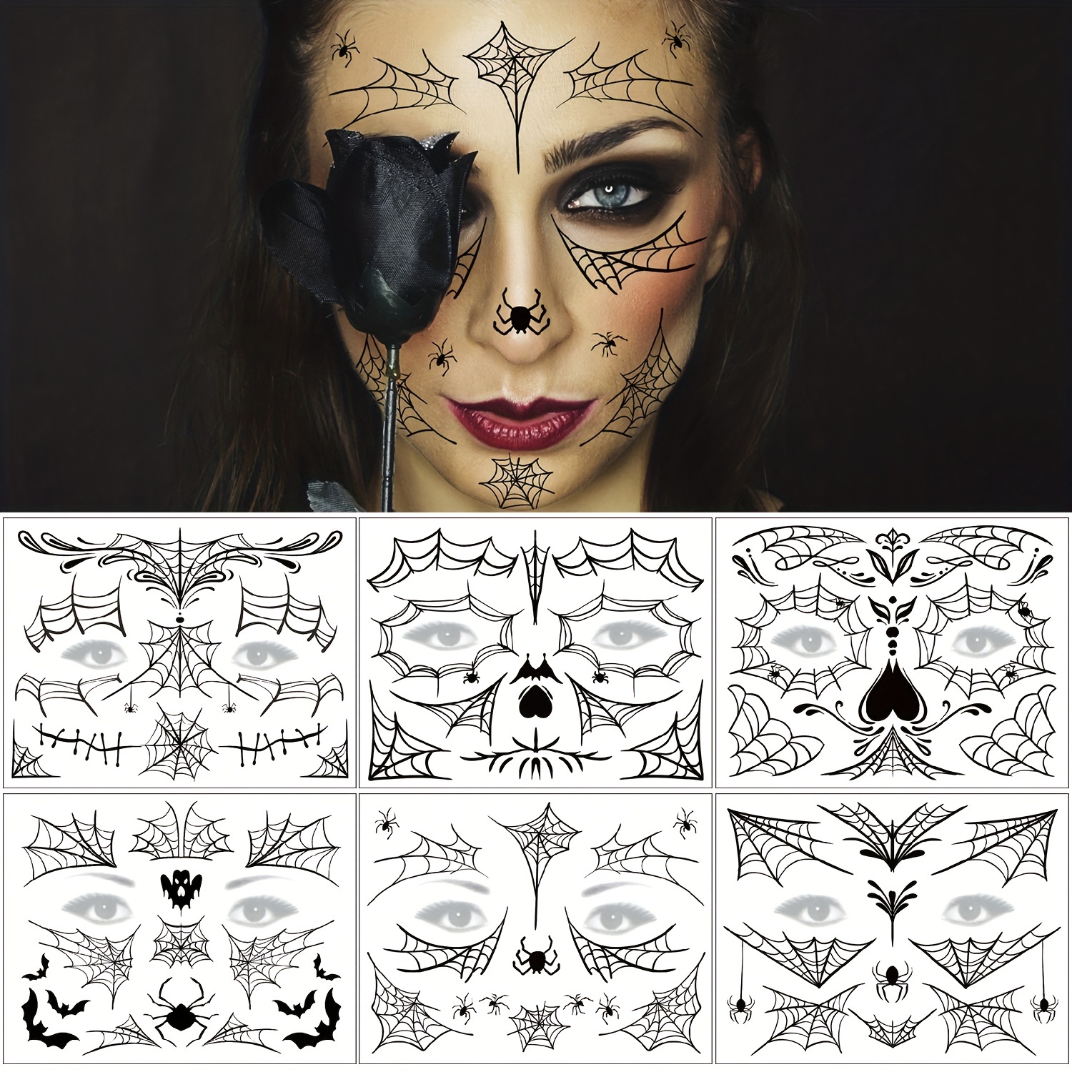 Pegatinas Cara Halloween Tatuajes Temporales Frente Ojos - Temu Chile