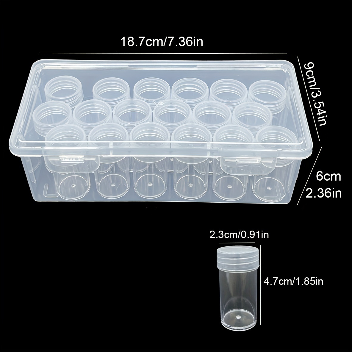 18 Round Bottle Multipurpose Transparent Diamond Painting Accessories  Storage Box Container for Beads Organizer Boxes