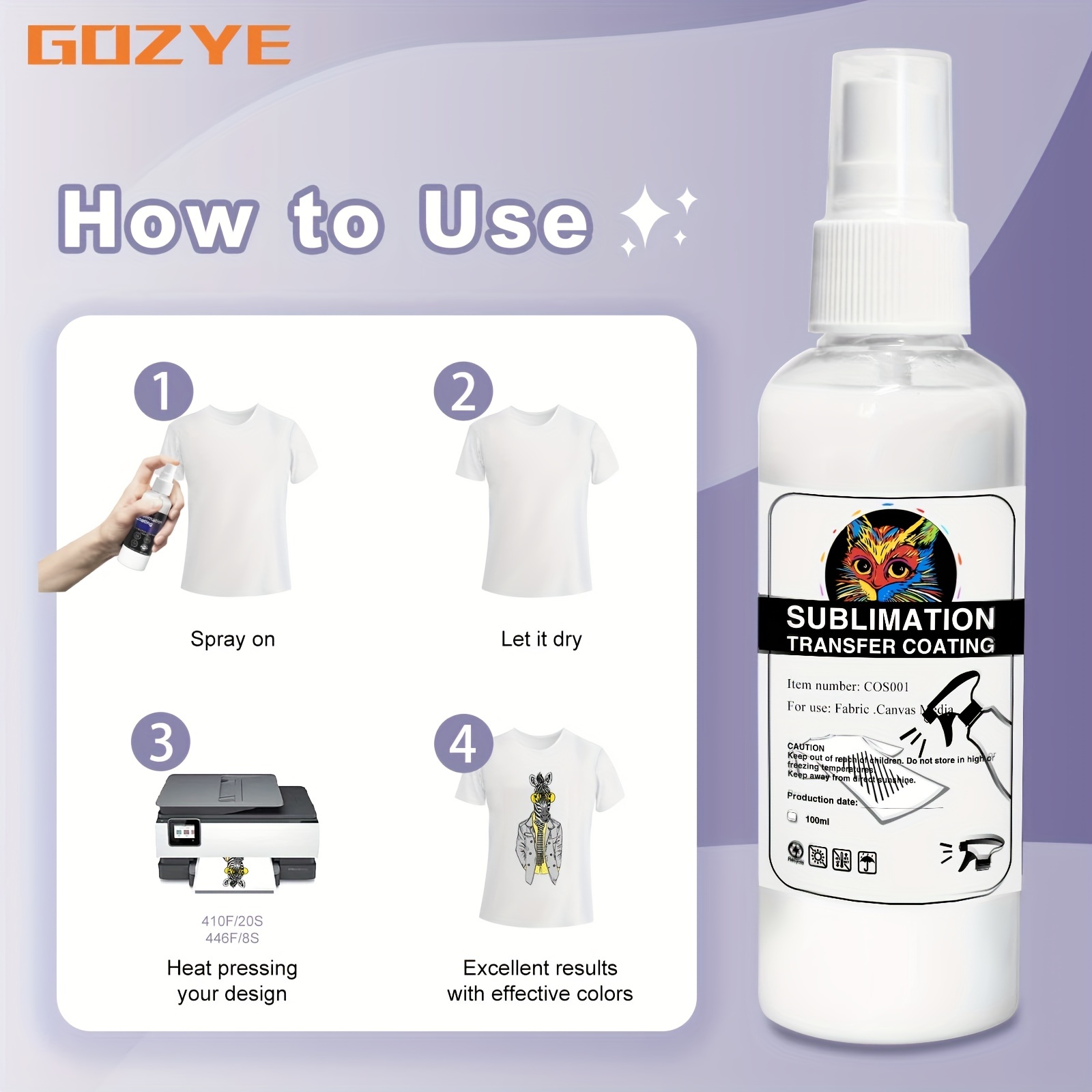 Sublimation Coating/spray for Cotton T-SHIRTS & polyester 4 oz