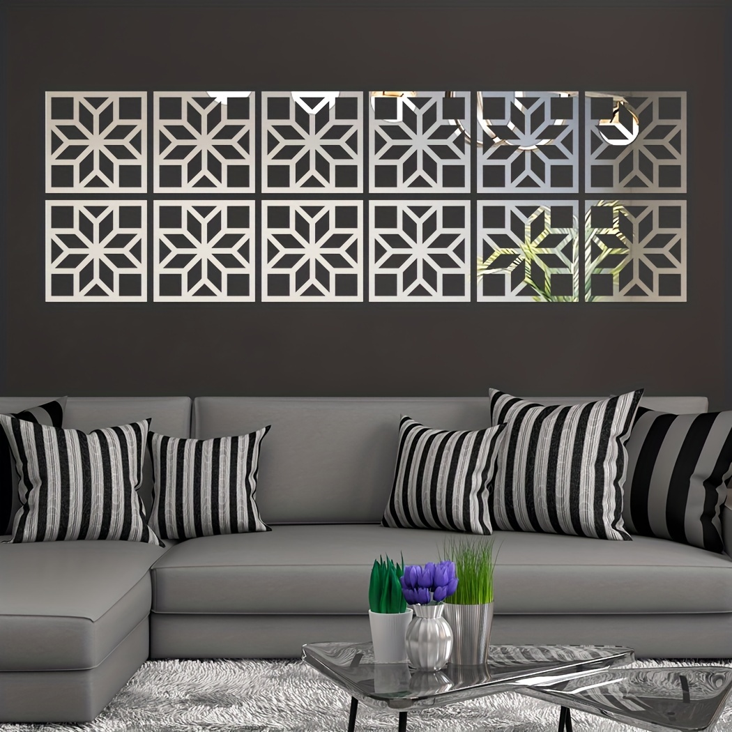 4pcs Geometric Pattern Self-adhesive Mirror Wall Stickers