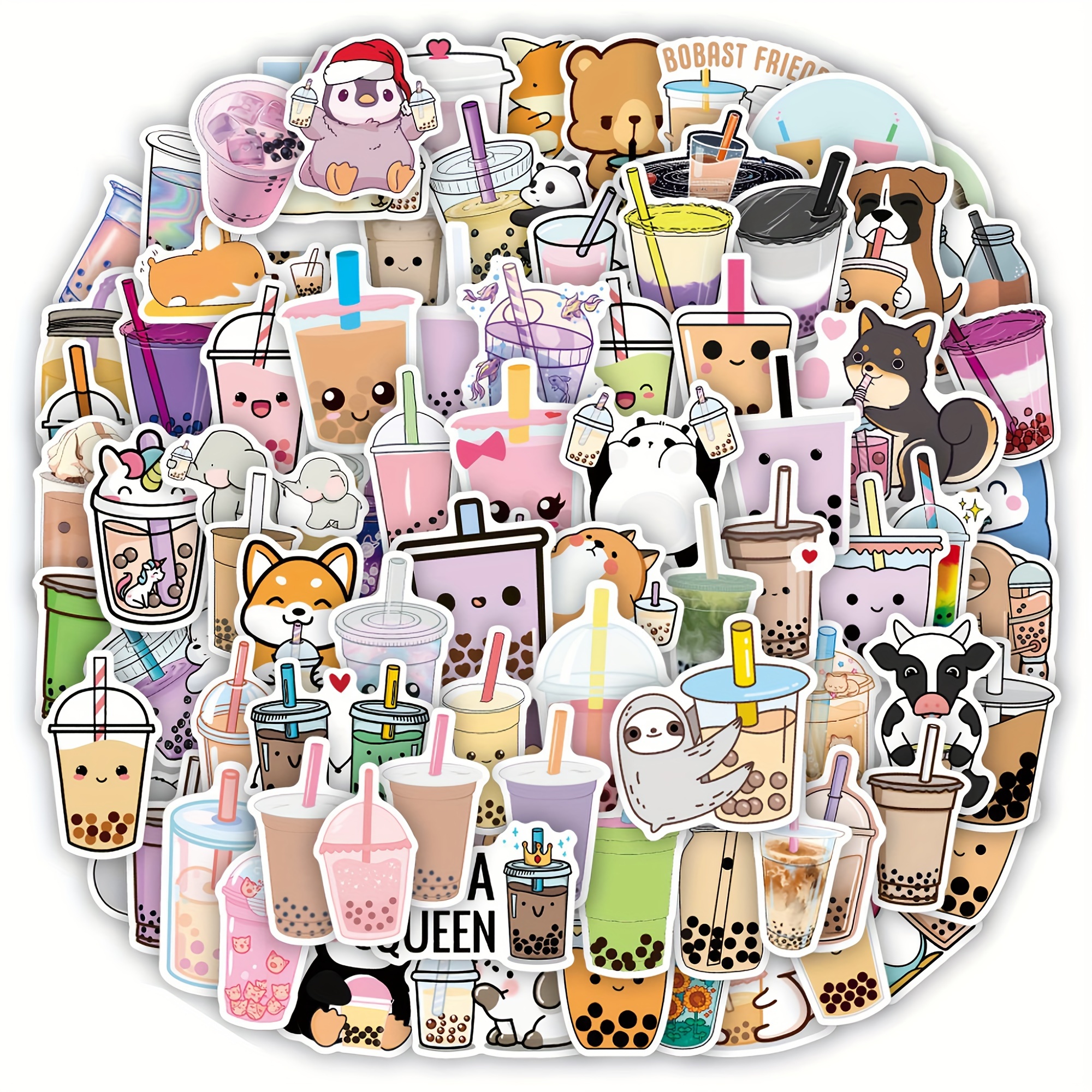 100 Pieces Boba Stickers, Cute Bubble Tea Stickers, Kawaii Drink Decals  Waterproof Vinyl Gifts for Phone, Laptop, Water