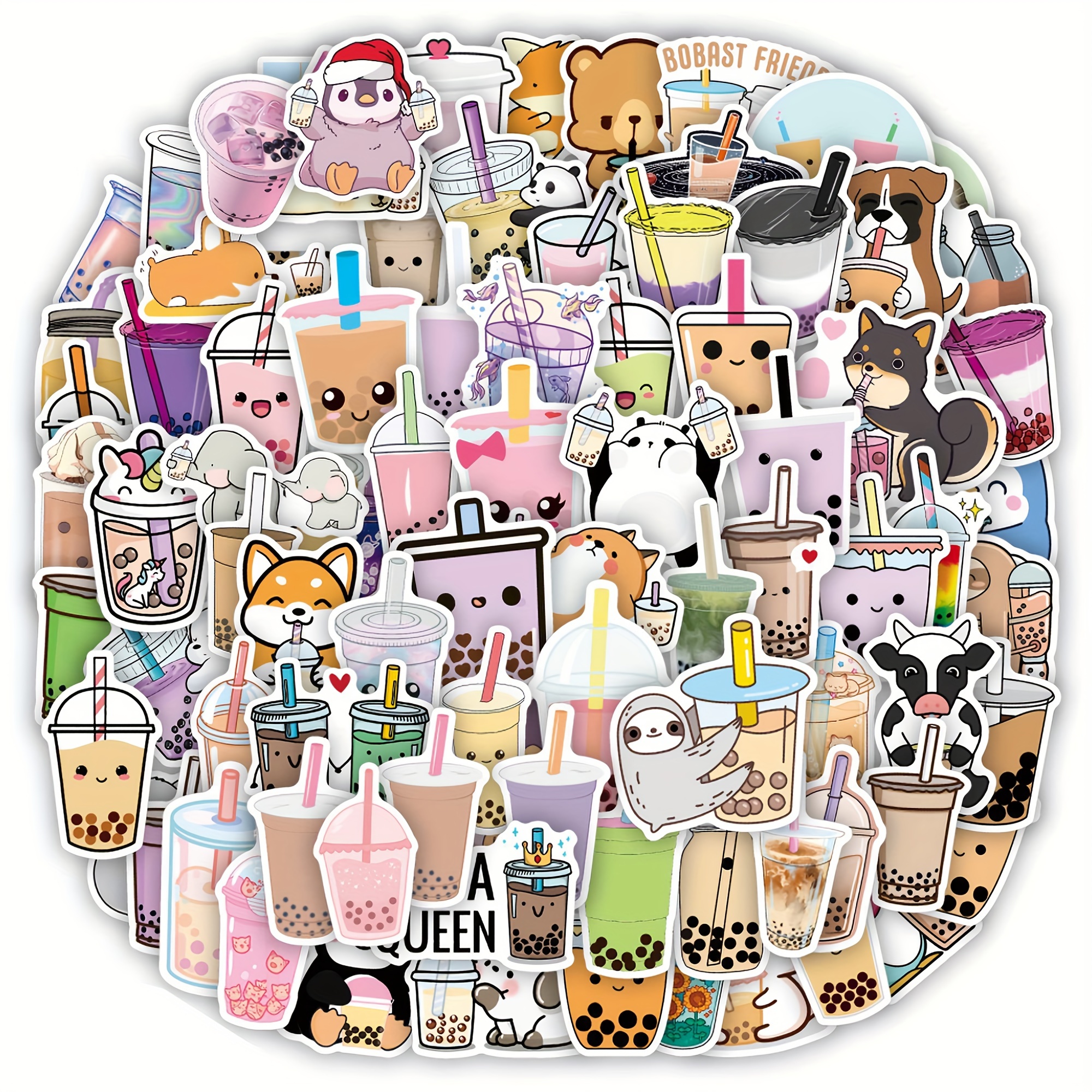 Boba Stickers 105PCS Kawaii Bubble Tea Stickers,Drink Stickers, Vinyl Cute  Tea Stickers Gifts,Asthetic Stickers,Water Bottle Sticker Pack for Teens