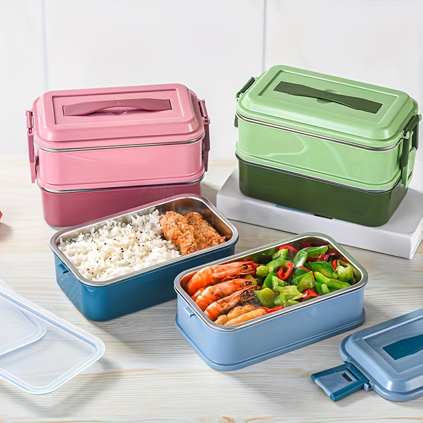 Kudoo Scatola di Pranzo Dell'acciaio Inossidabile, Bento Lunch Food Box  Contenitore, Contenitore per Il Pranzo in Metallo Grande da 1,5 Litri con 2