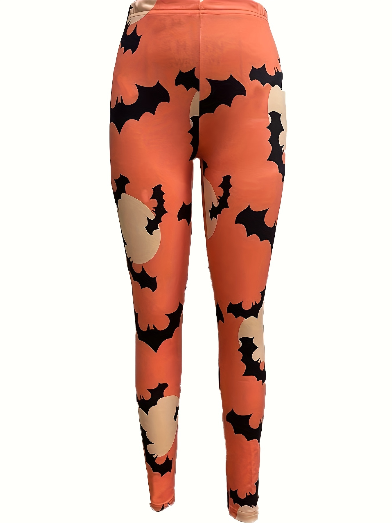 Halloween Bat Print Skinny Leggings Casual Elastic Waist - Temu