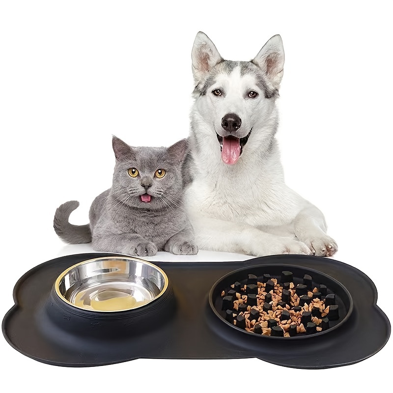 Double Dog Bowl,double Stainless Steel Food And Water Bowls For Dogs And  Cats,raised Puppy Food And Water Bowls,non-slip Pet Bowl For Dog And Cat,pet