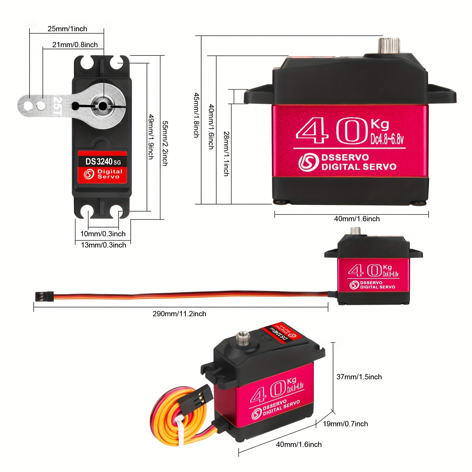 Servo Digital Rc 12kg, Engranaje Metal Completo Alto Torque Brazo