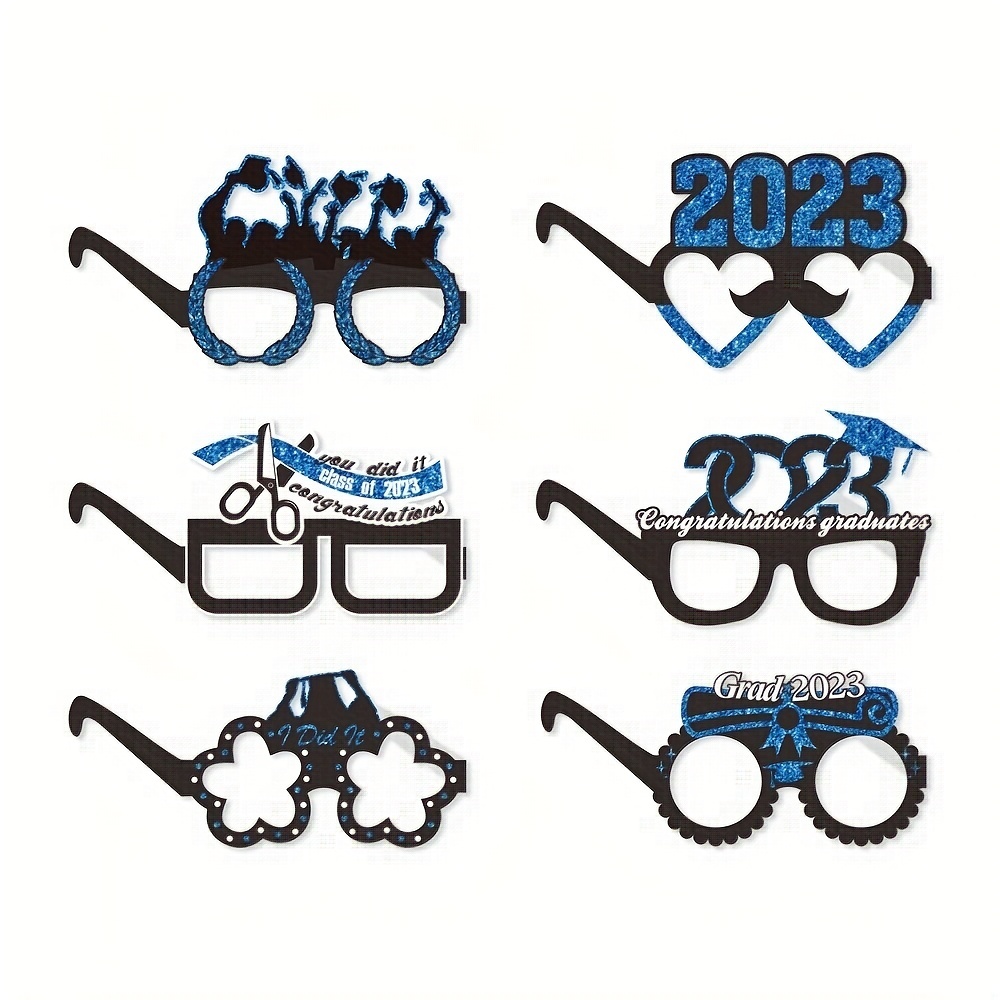 Gafas de fiesta de graduación 2023, 18 lentes de papel con purpurina para  cabina de fotos, accesorios para clase de 2023, máscaras de fiesta de