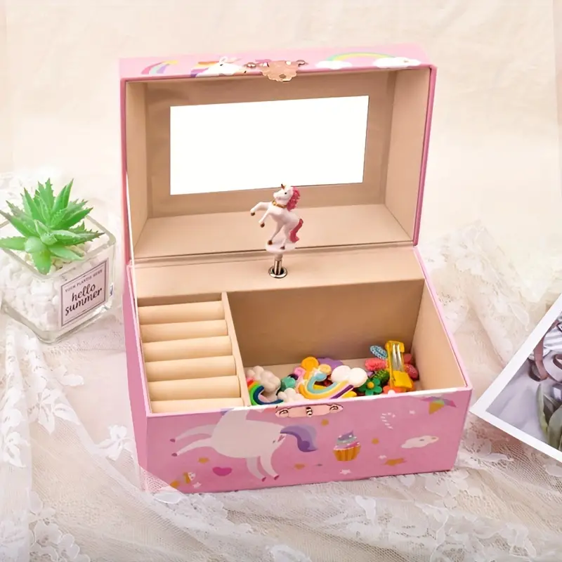 Rotating Unicorn Princess Music Jewelry Box With Mirror - Temu