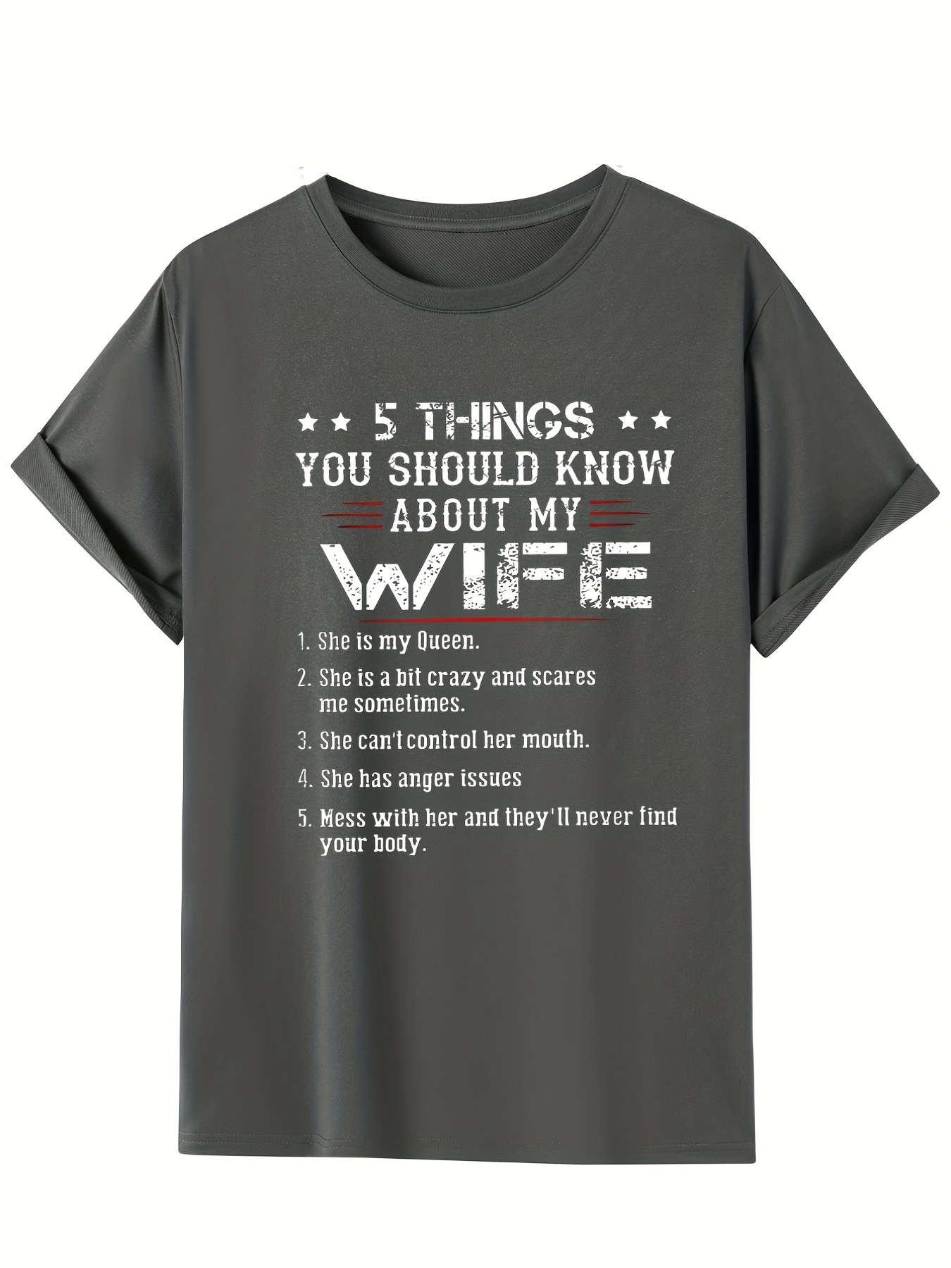 Funny Wife Slogan Pattern Print Men's T-shirt, Graphic Tee Men's Summer  Clothes, Men's Outfits - Temu