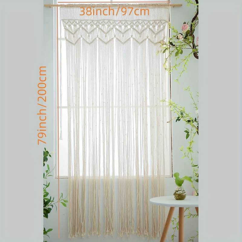 Fermatenda In Tessuto Boho Beige, A Foglia Intrecciata, Fatti A Mano, 40 Cm, Per Camera Da Letto