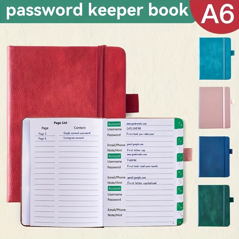Password Book with tabs. Internet Address and Password Organizer Logbook  with alphabetical tabs. Small Pocket Size Password Keeper Journal Notebook  fo