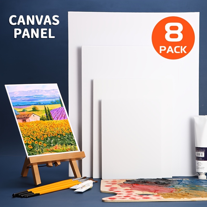CONDA Stretched Canvas 4x4, 5x7, 8x10, 9x12, 11x14 Painting with Display  Bracket, 4 of Each, Pack of 20,Primed, 100% Cotton, Value Bulk Pack for
