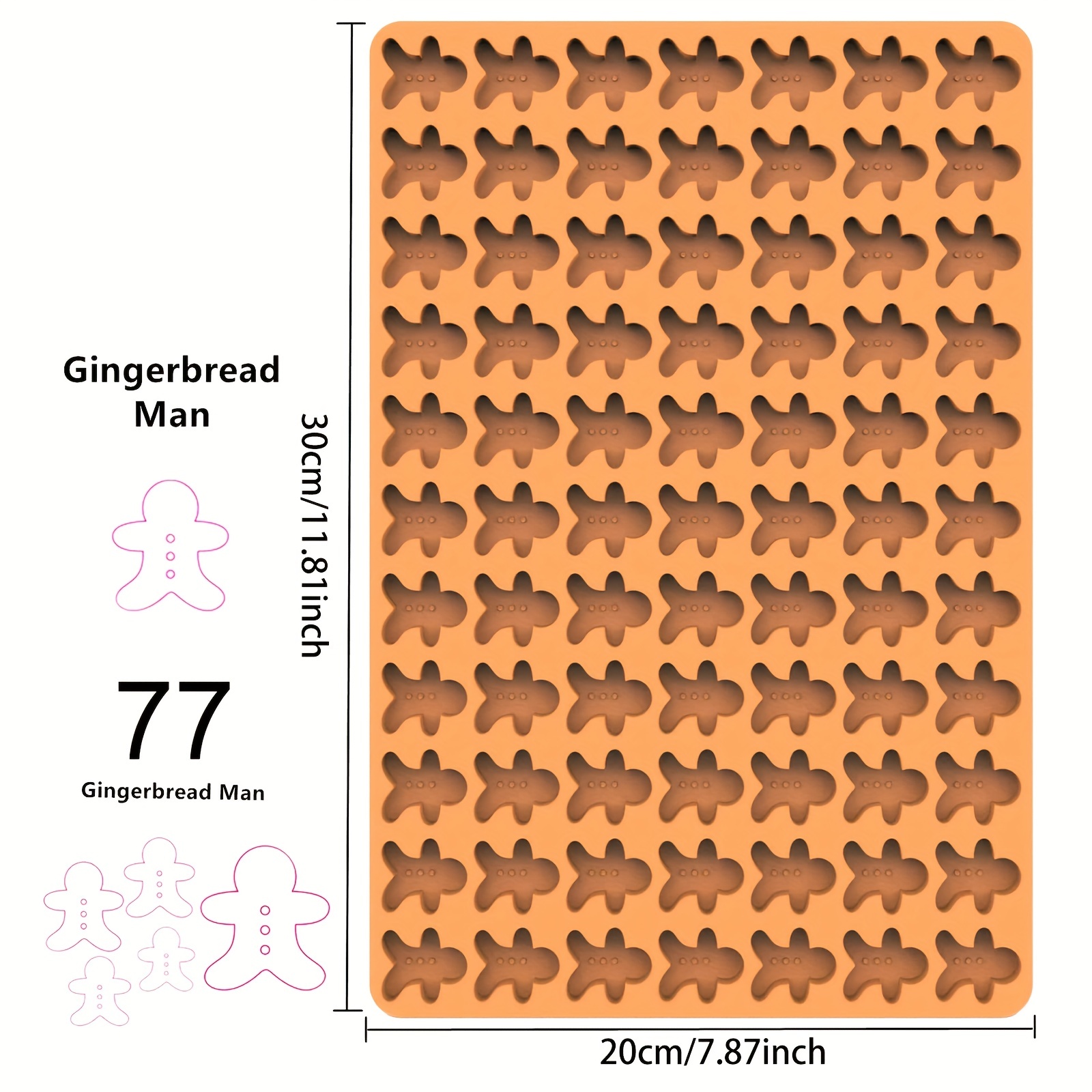 Gingerbread Men Mini Mini Embeds 10 Cavity Silicone Mold 1541