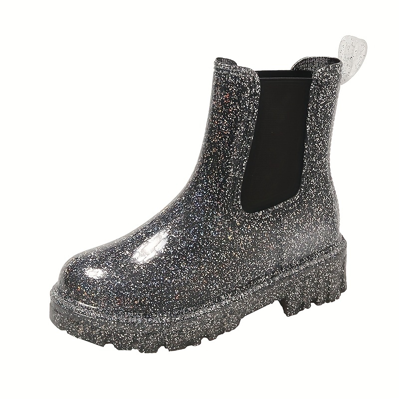 Botas Lluvia Color Sólido Mujer Zapatos Tacón Grueso - Temu