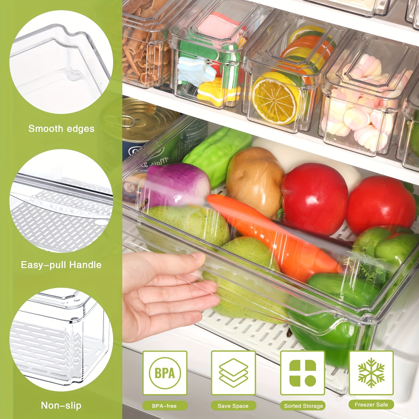 Fridge Organizer Refrigerator Organizer Bins Bpa free - Temu