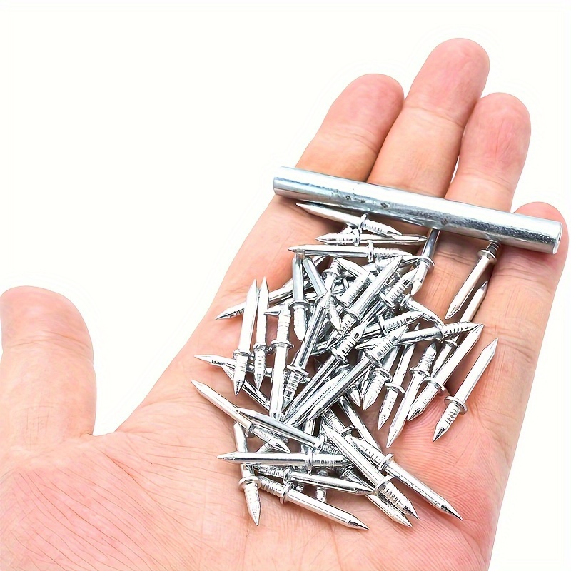 50/100pcs Carbon Steel Nails For Seamless Baseboard Installation High  Strength Single Head Two-way Hardware