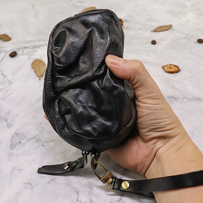 Genuine Leather Casual Zipper Keychain Men Men's Waist - Temu