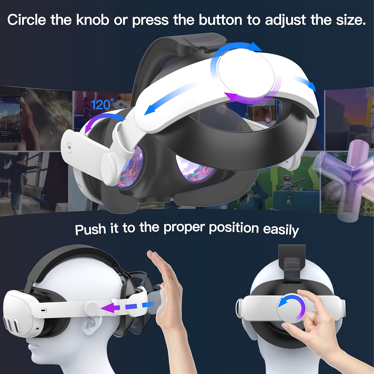 Auriculares Correa para la cabeza Luz RGB Banda para la cabeza ajustable  para gafas Meta Quest 3 VR