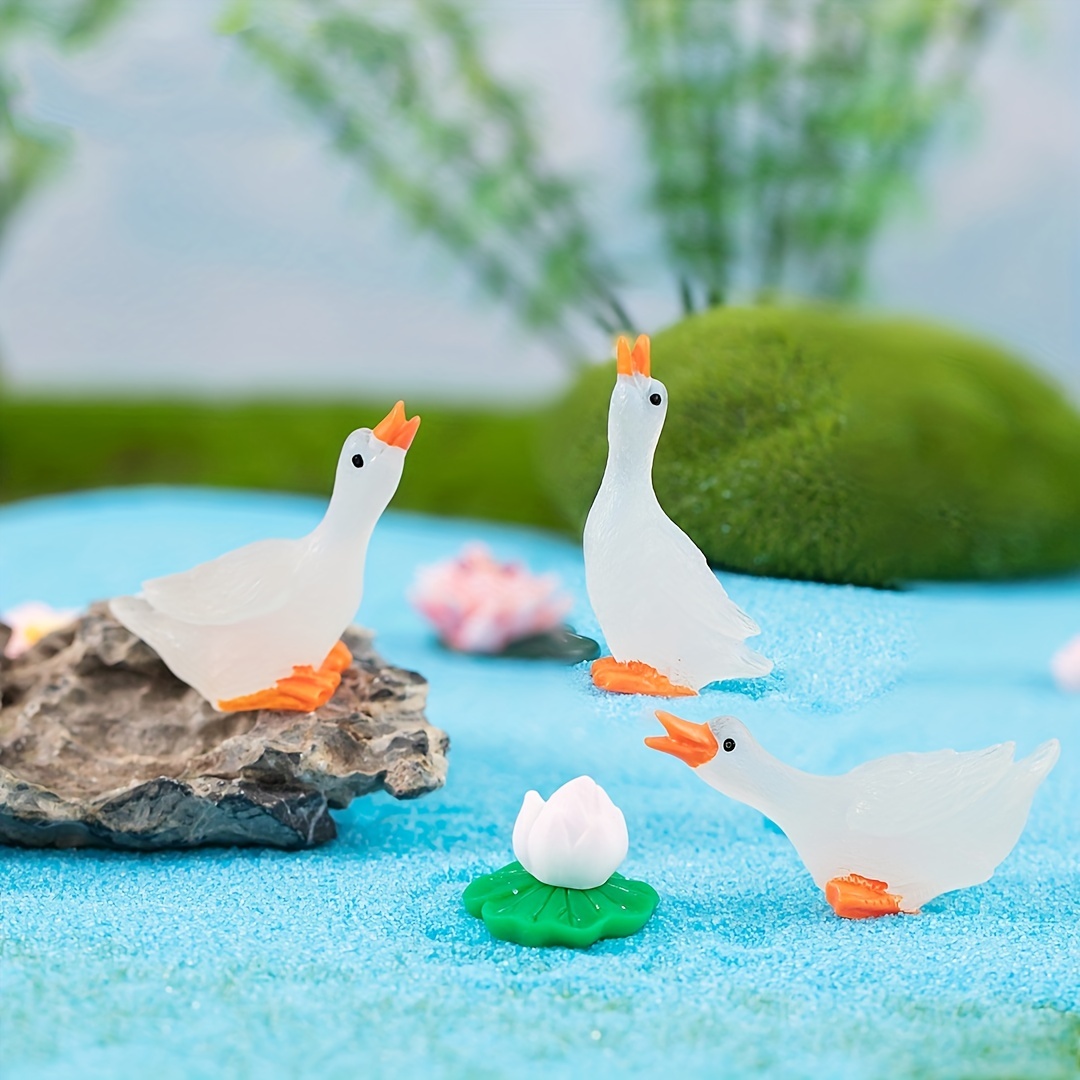 6Pcs Mini Ducks Luminous Duck Ornament Miniature Figures Tiny Duck Micro  Fairy Garden Landscape Fairy Garden