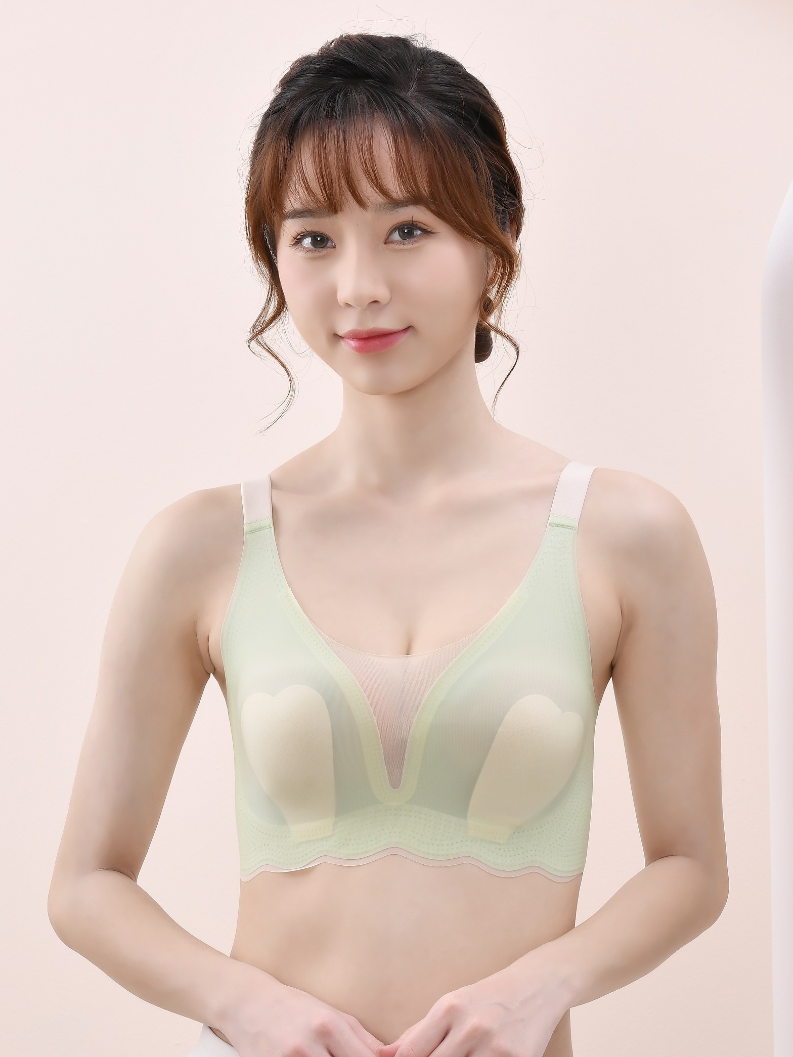 Seamless Solid Wireless Bras Comfy Breathable Scallop Trim - Temu
