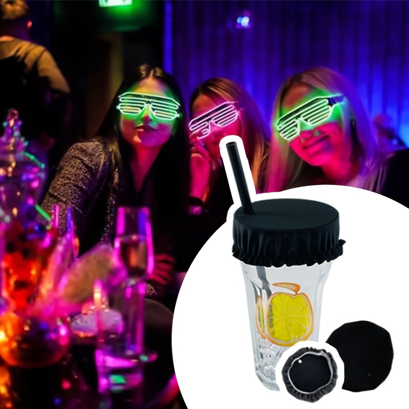 Yardwe 10pcs Black Rubber Bands Rubber Bands Black Cup Covers for Drinks  Cup Cover for Drinks Elastic Cup Cover Cup Cover for Women Headgear  Polyester