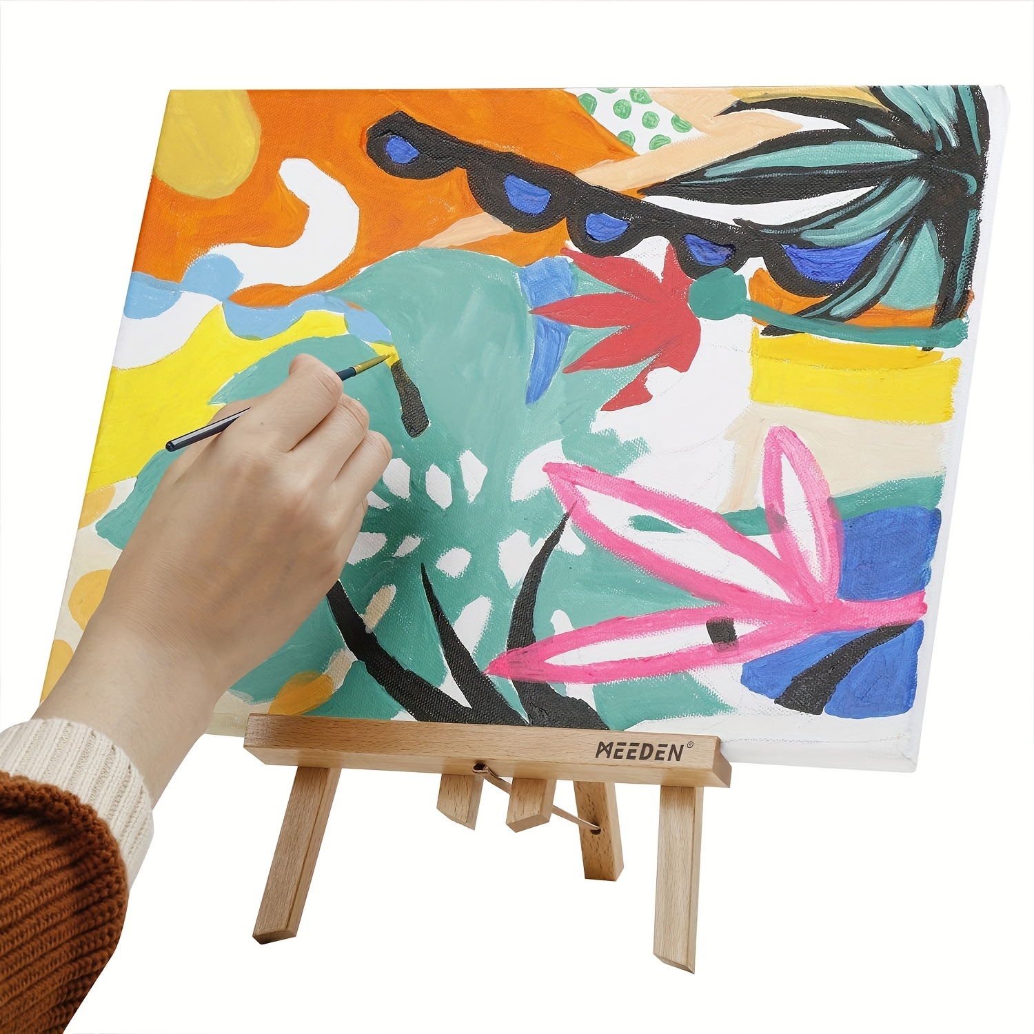 Easel With Canvas Sets Tall Beechwood Tabletop Painting - Temu