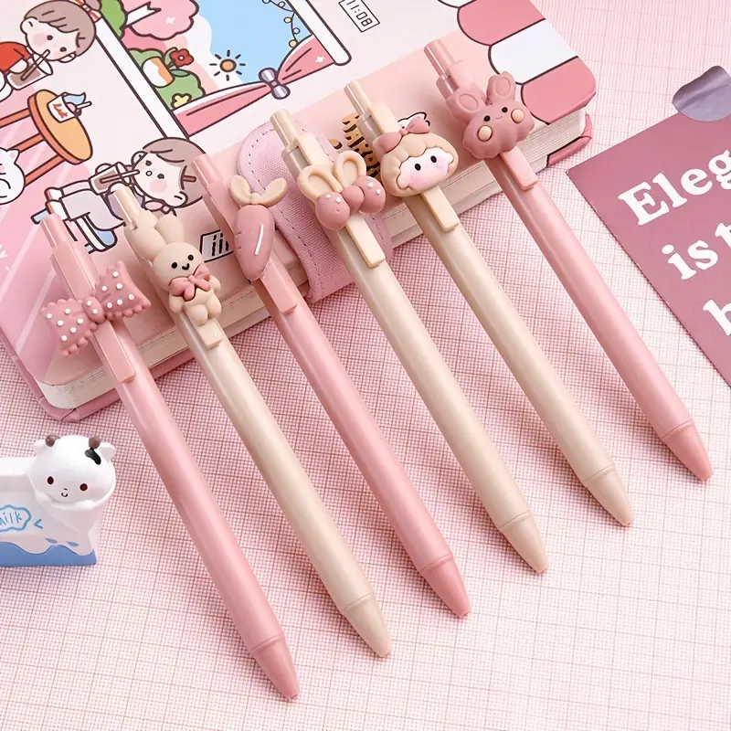 12pcs 10 Colors Ballpoint Pens Kawaii Cute Bear Pens 0.5mm Cartoon  Multicolor Writing Pen School Accessories Stationery for Girls