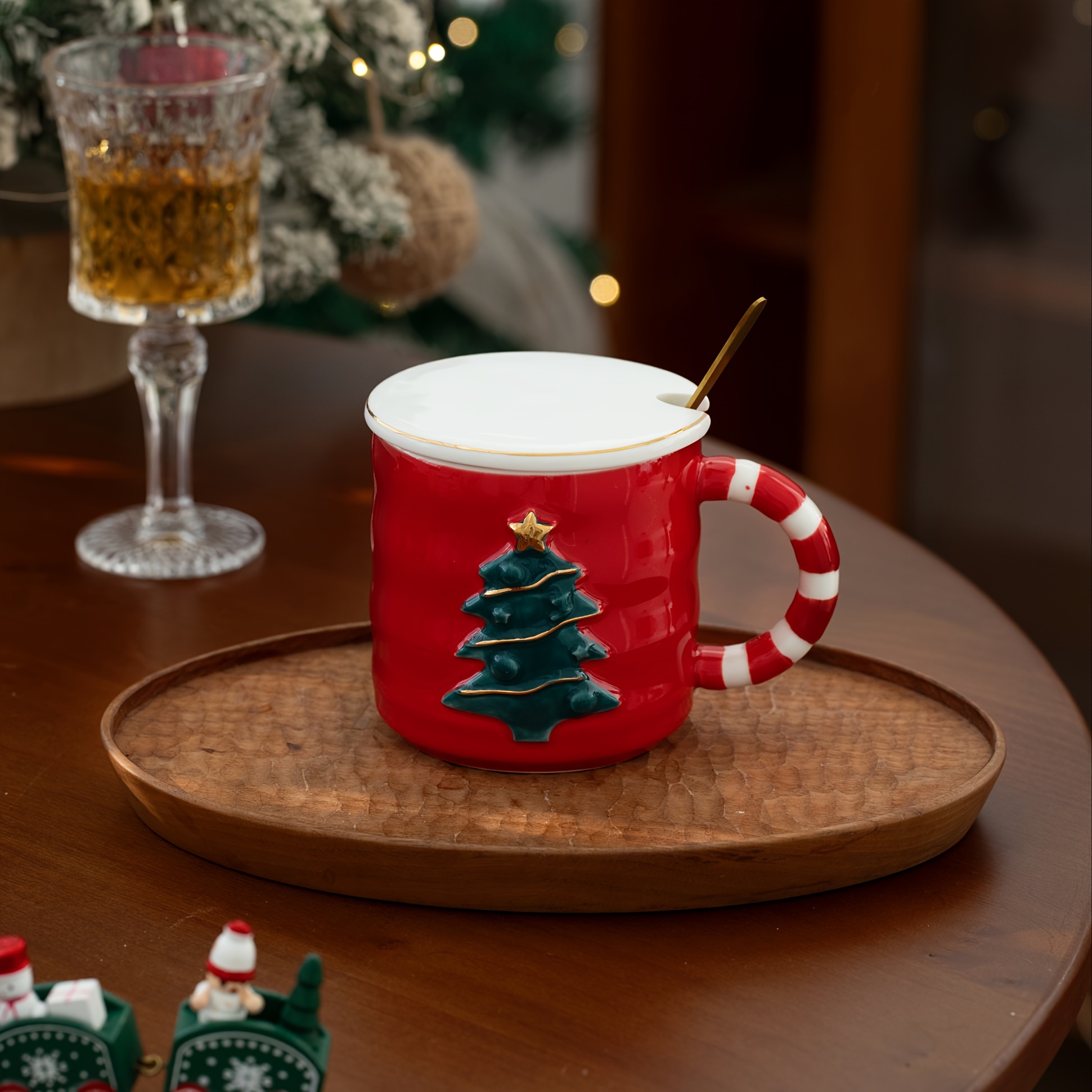 Vasos navideños, tazas de café expreso, elegantes tazas de leche con leche,  aislamiento de doble pared de 300ml para regalo de Navidad y cocina