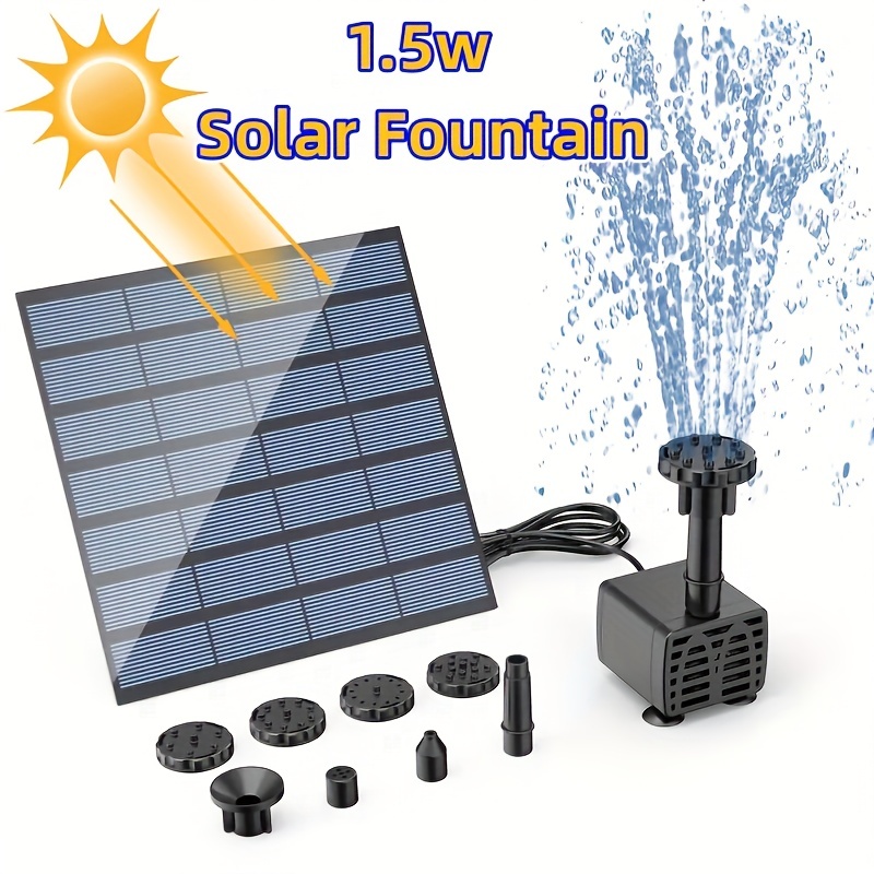 Kit de pompe à eau solaire 1pc, pompe de fontaine à eau à énergie solaire avec 6 buses, fontaine deau extérieure pour bain doiseaux, étangs, jardin et aquarium
