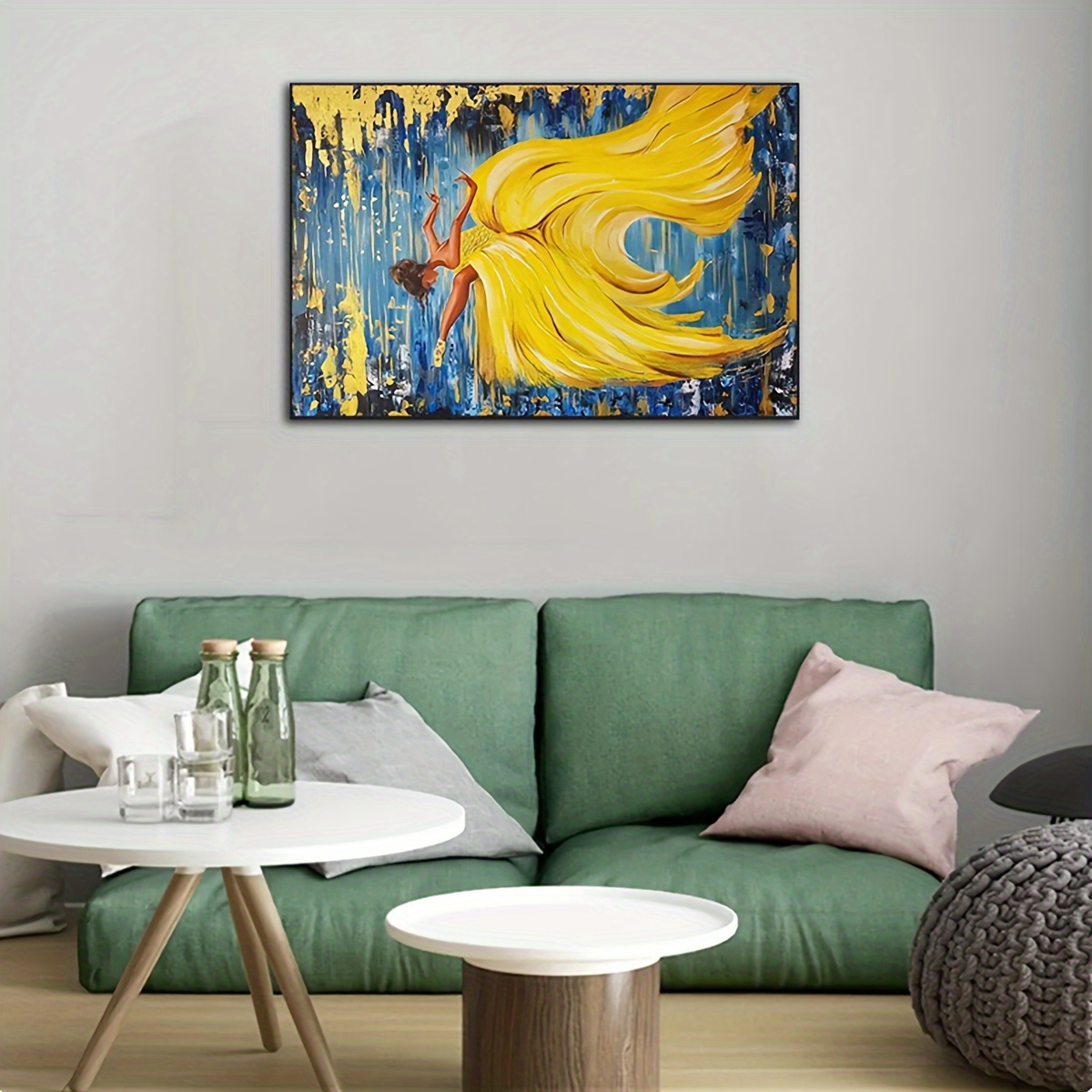 Canvas Poster Modern Art Abstract Ballet Yellow Dress - Temu