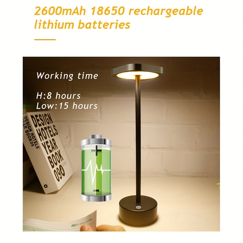LED Rechargeable Cordless Table Lamp Outdoor Portable Desk Lamps 2-Levels  Brightness Night Light for Restaurant Camping Home