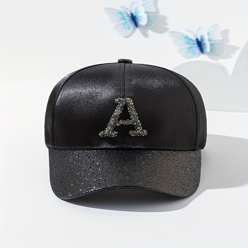 Rhinestone R Sparkle Baseball Cap Vintage Sunscreen Dad Hat