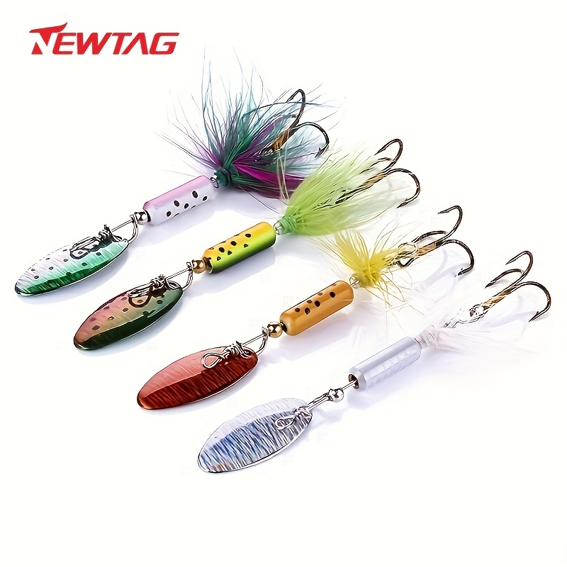 30PCS Roostertail Spinner Fishing Lures Metal Spoon Lures with Feathered  Treble Hooks for Bass Walleye Trout