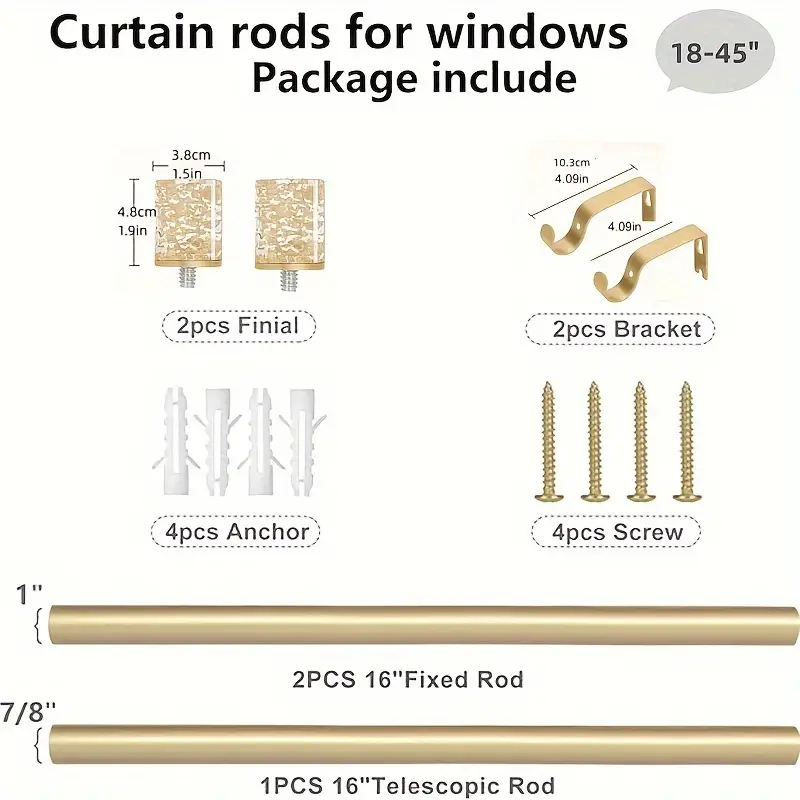 Retractable Curtain Rod Golden Heavy Duty Curtain Rods - Temu