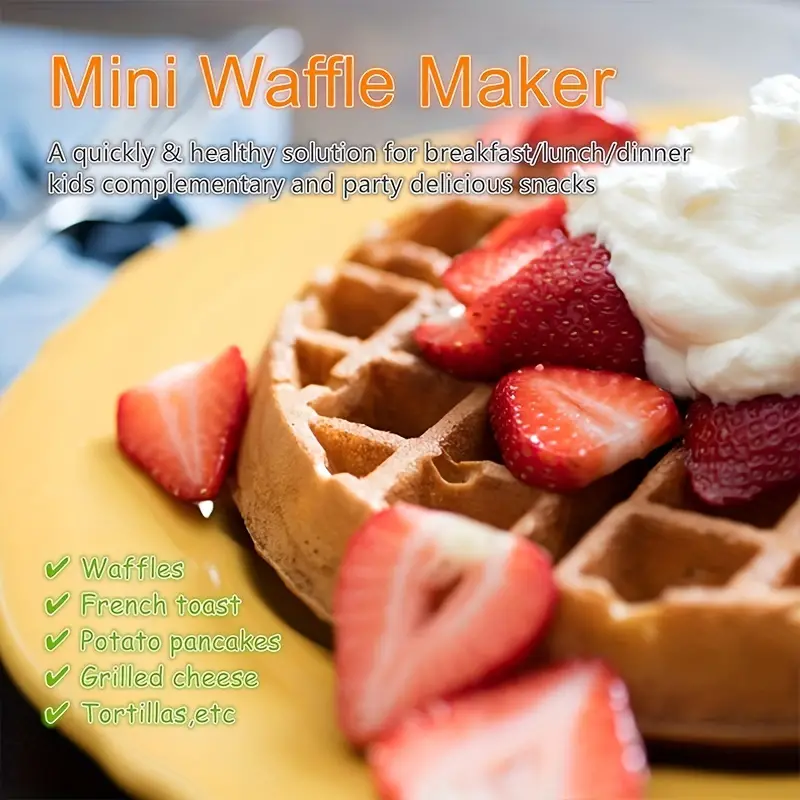 1pc mini waffle maker machine nonstick waffle iron for kids pancakes waffles paninis breakfast lunch snack household cooking machine details 4