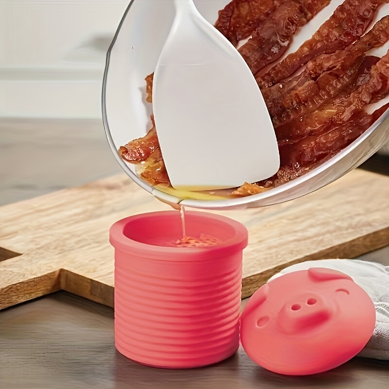 Silicone Bacon Grease Container w/ Strainer, Freeze Oil Collection