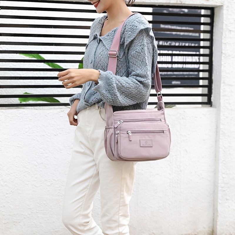 Casual Multi Zipper Layer Shoulder Bag Minimalist Small - Temu