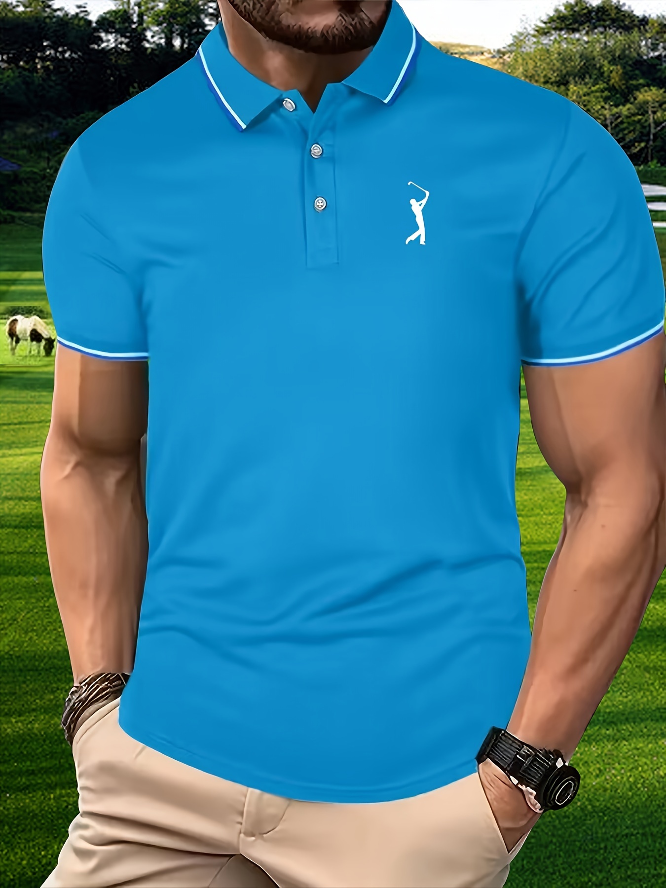  Polos de golf para hombre, manga corta para hombre, polo de  golf con cuello de manga corta, Blanco, XL : Deportes y Actividades al Aire  Libre