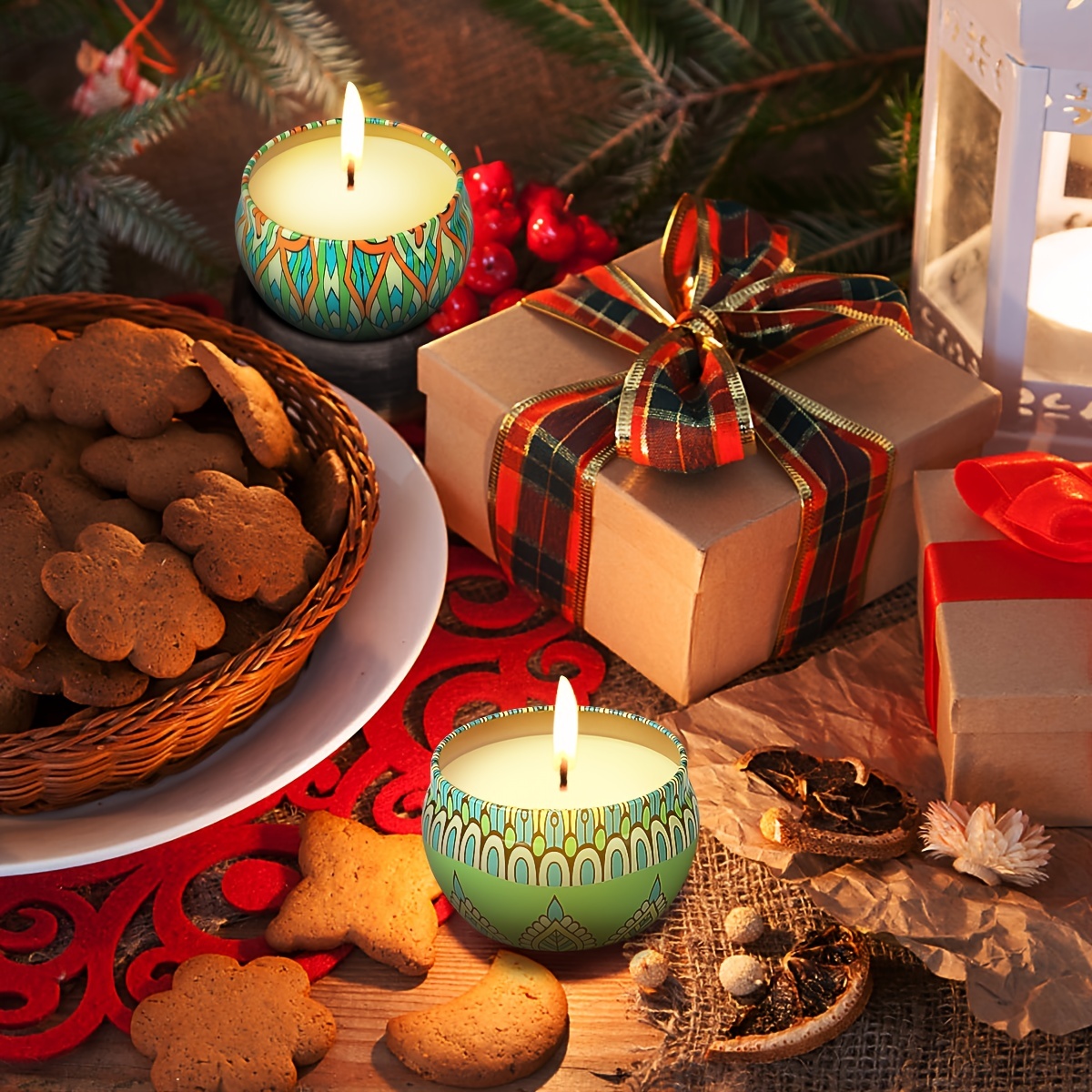 Set de regalo de velas aromáticas de 8 piezas, velas aromáticas de Navidad,  velas de cera de soja 100% natural, velas de aromaterapia para regalos de  Navidad, baño de yoga, decoración navideña