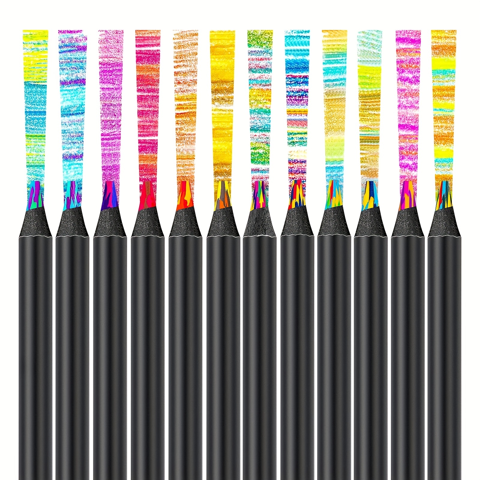Black Wood Rainbow Core Colored Pencil 7 Color Same Core - Temu