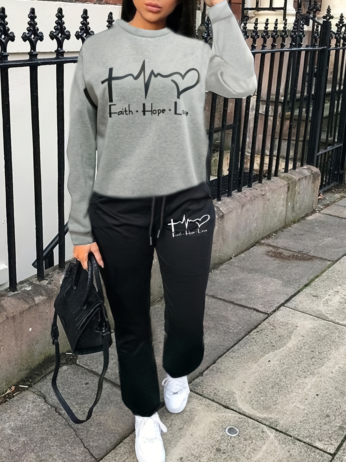 Casual Long Sleeve Sweatshirt & Joggers Pants Set