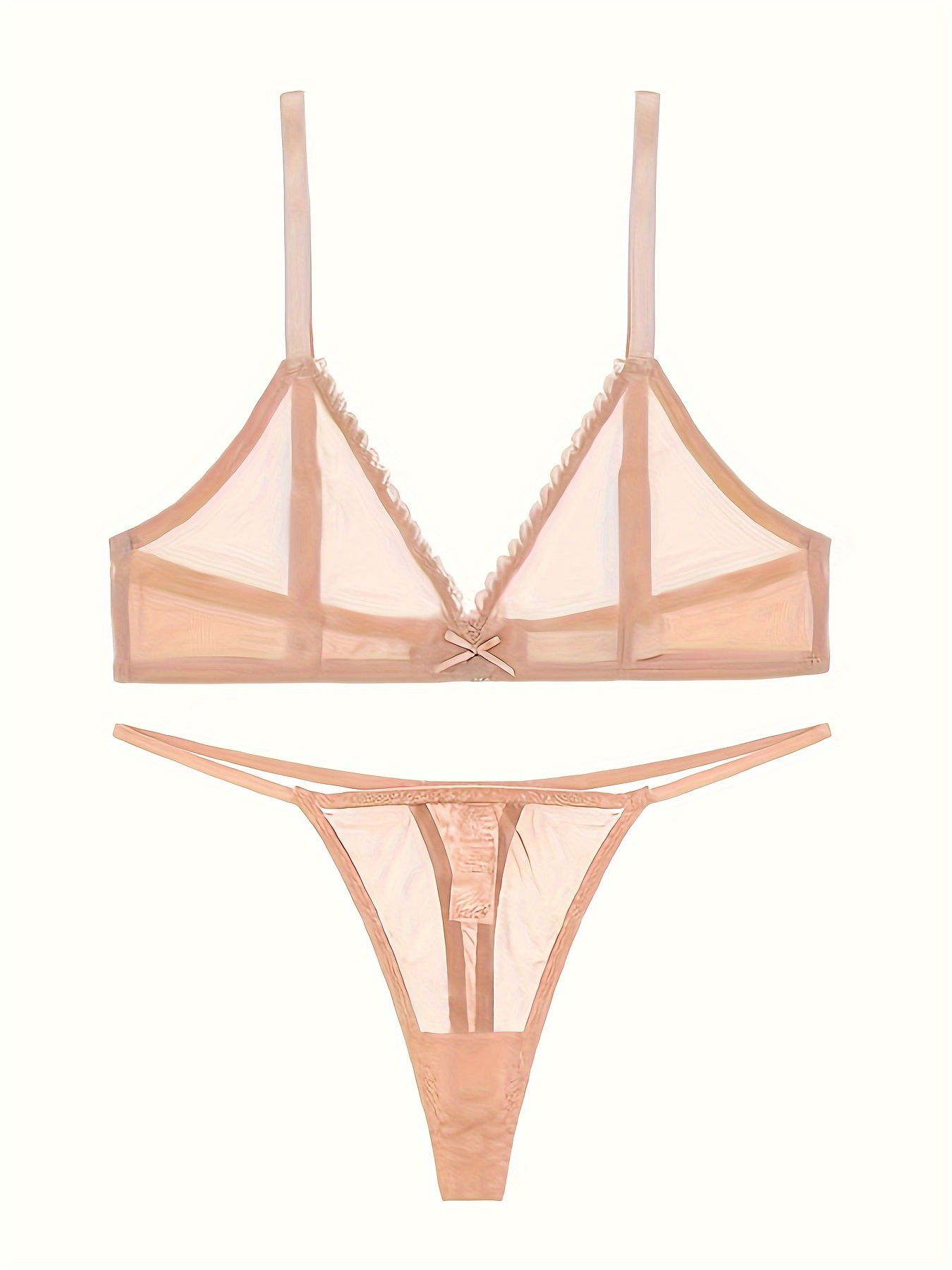 Intimates Soft Mesh Thong in Beige