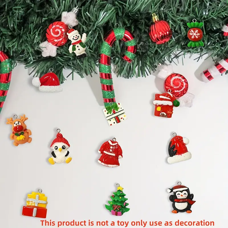 28pcs,Mini Christmas Ornaments Set For Mini Christmas Tree Decorations  Small Tree Resin Miniature Ornaments For Christmas Craft Supplies Tiny  Santa Cl