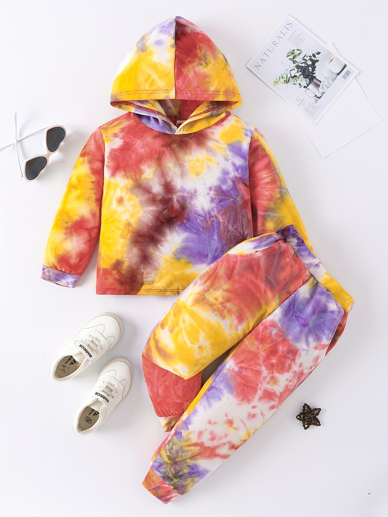 Girls Tie Dye Set Long Sleeve Zip Hoodies Trendy Jogger - Temu