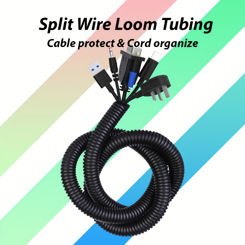 Split Wire Loom Tubing Cable Organizer Cable Sleeve Cable Protector PP  Polypropylene For Computer Cable, Pet, USB Hub Cord Management, TV Wire