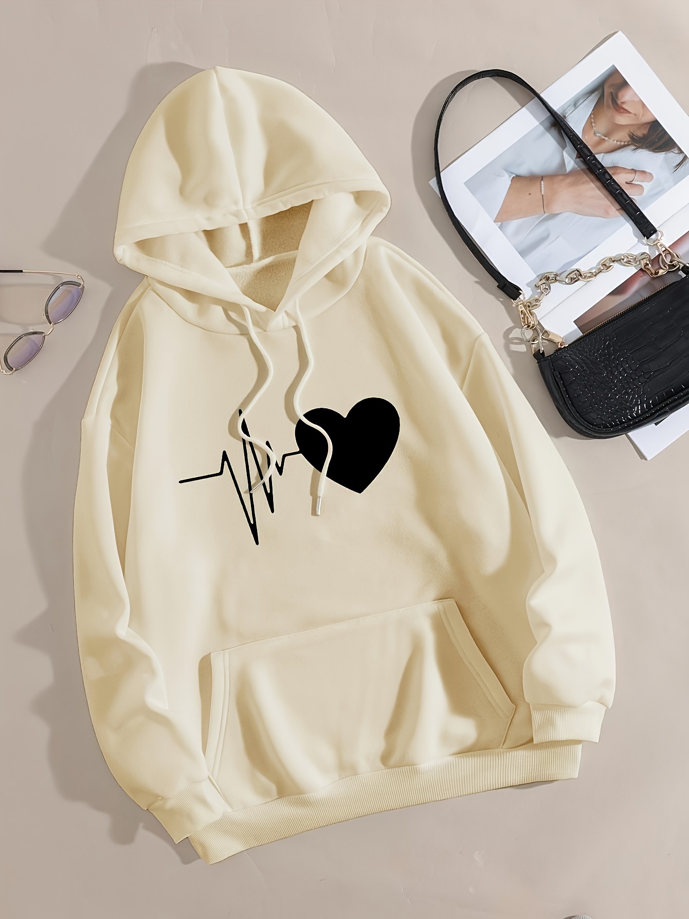 Sudadera Capucha Cordón Estampado Corazones Sudadera Capucha - Temu Chile