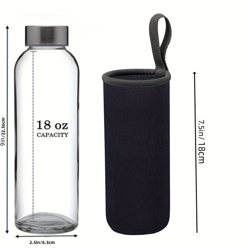 20oz Glass Tumbler Glass Water Bottle Straw Silicone Protective Sleeve  Bamboo Lid - BPA Free (Black/8-Pack)