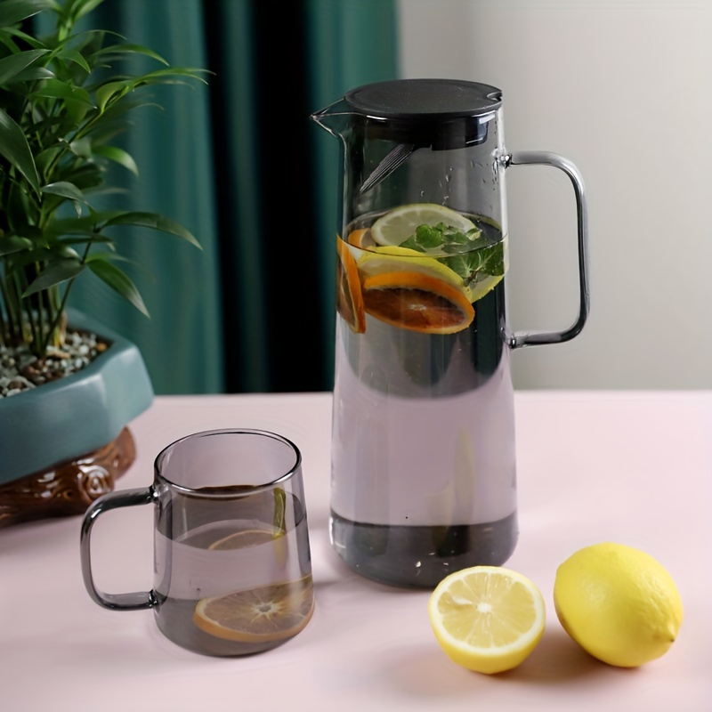 Pitcher With Lid And Filter, High Borosilicate Glass Heavy Duty Water  Pitcher, Large Drink Carafe, For Hot And Cold Beverges, Drinkware - Temu