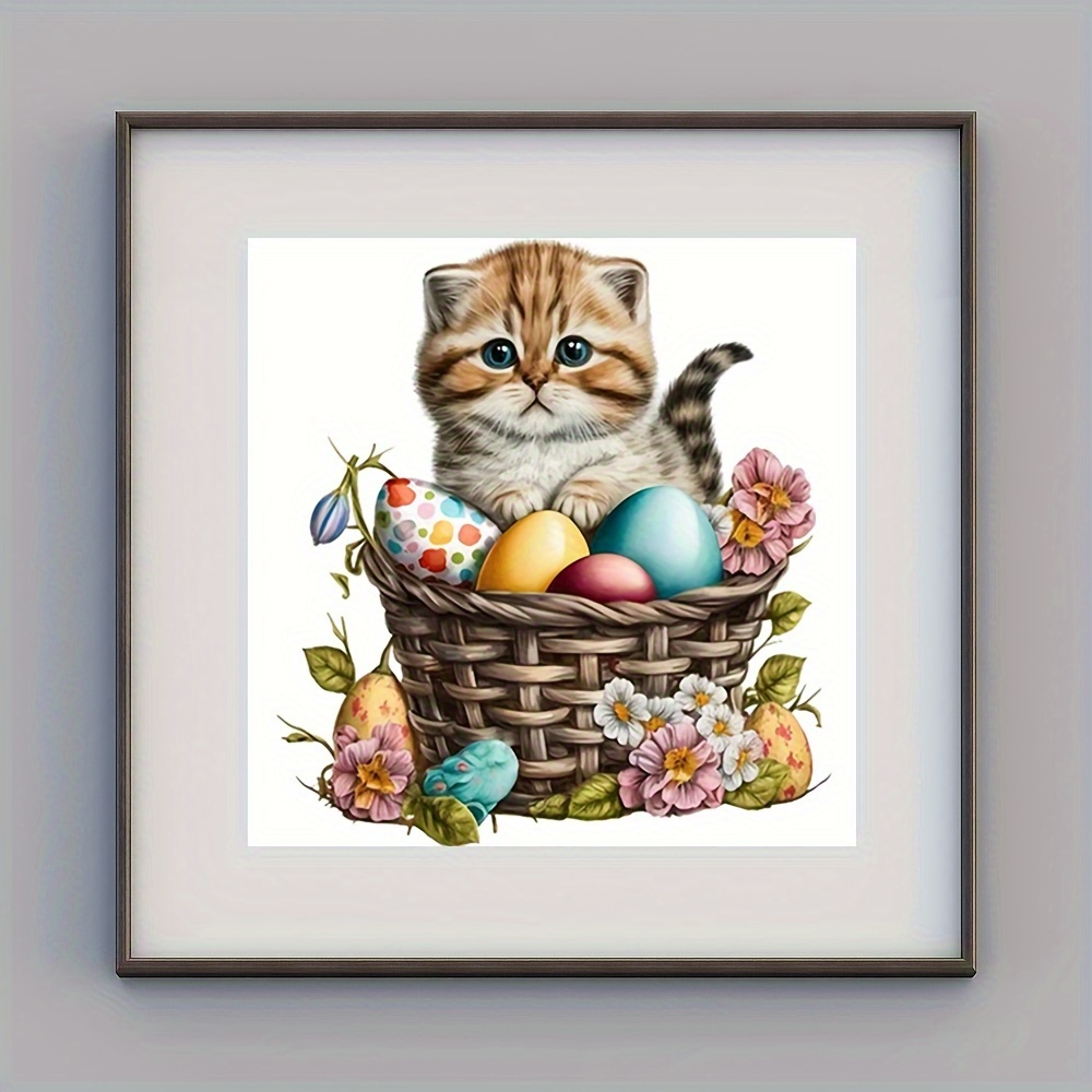 5D Diamond Painting Easter Egg Cat Kit